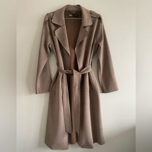 *Zara* Faux Suede Oversized Coat